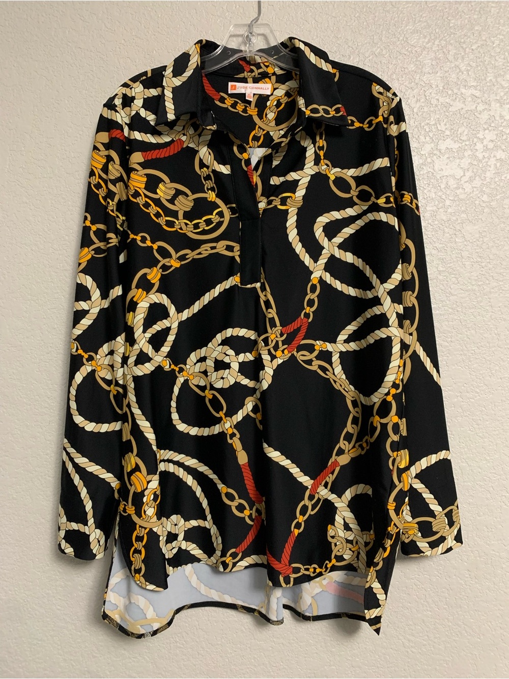 Jude Connally Hadley Top Women XL Ribbons Chains Equestrian Popover Jude Cloth - Picture 3 of 16